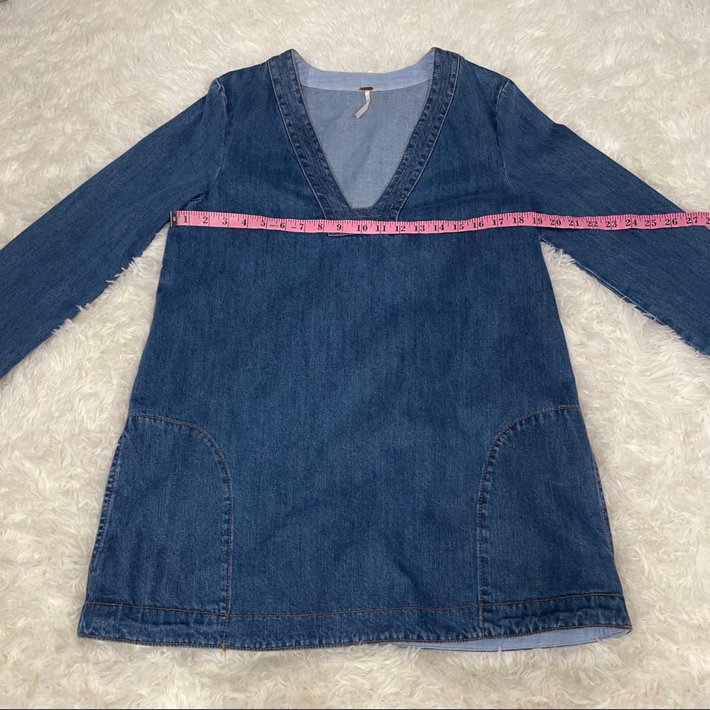 🚨SOLD🚨Free People Dreaming of Denim Bell Sleeve Tunic Top in Hendrix Blue - Picture 7 of 12